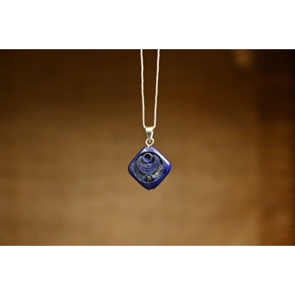 Ancient Egyptian Horus Falcon Amulet Pendant, Lapis Lazuli Carving