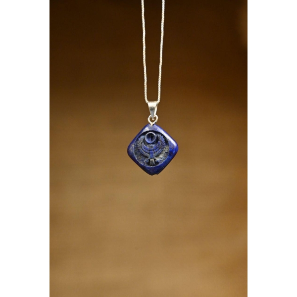 Ancient Egyptian Horus Falcon Amulet Pendant, Lapis Lazuli Carving