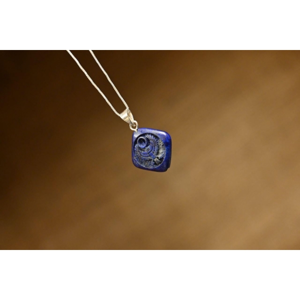 Ancient Egyptian Horus Falcon Amulet Pendant, Lapis Lazuli Carving