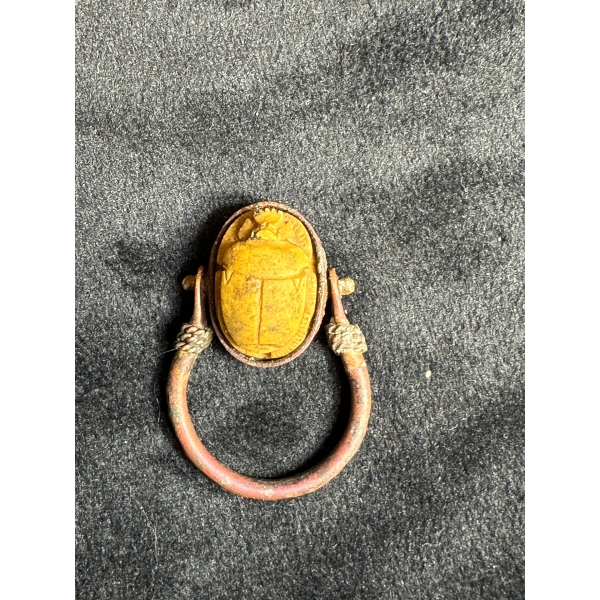 Ancient Egyptian Scarab Ring – King Thutmose III Cartouche, Copper Amulet