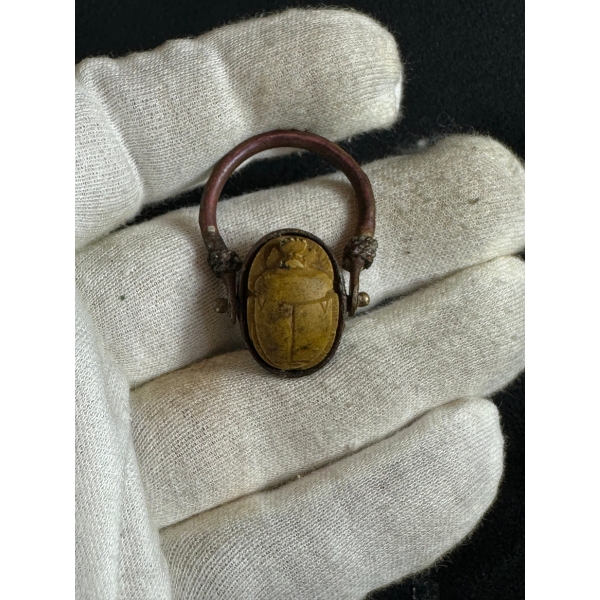 Ancient Egyptian Scarab Ring – King Thutmose III Cartouche, Copper Amulet