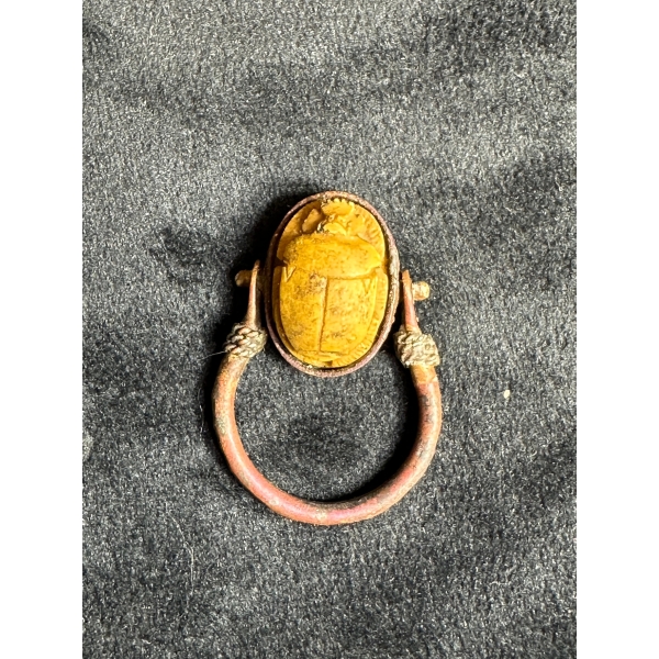 Ancient Egyptian Scarab Ring – King Thutmose III Cartouche, Copper Amulet