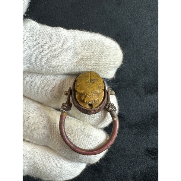 Ancient Egyptian Scarab Ring – King Thutmose III Cartouche, Copper Amulet