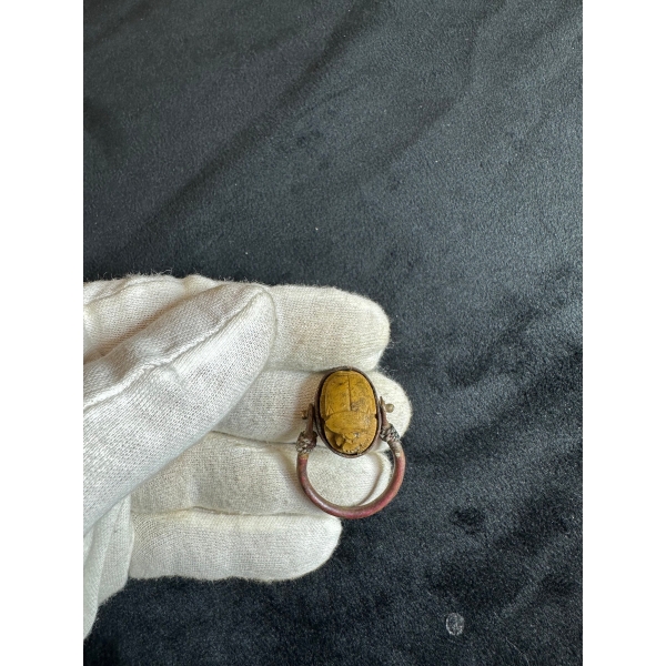 Ancient Egyptian Scarab Ring – King Thutmose III Cartouche, Copper Amulet