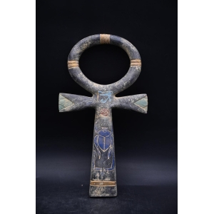 Ankh Statue: Key of Life, Scarab & Eye of Horus - Egyptian Symbol