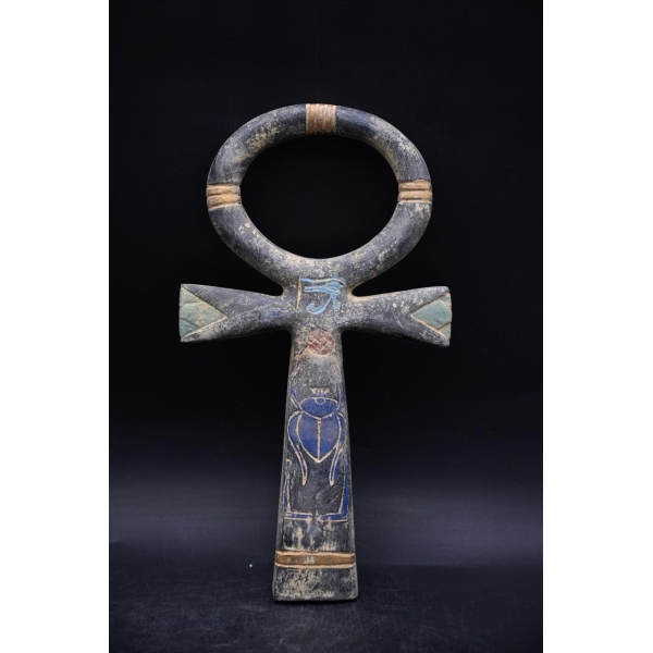 Ankh Statue: Key of Life, Scarab & Eye of Horus - Egyptian Symbol