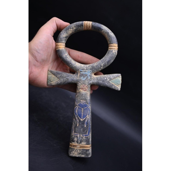 Ankh Statue: Key of Life, Scarab & Eye of Horus - Egyptian Symbol