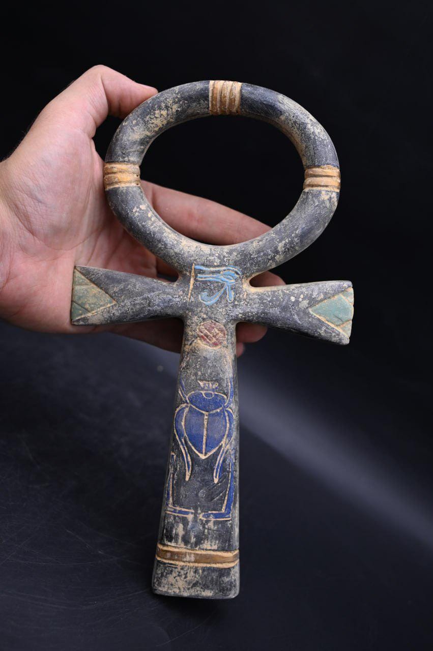 Ankh Statue: Key of Life, Scarab & Eye of Horus – Egyptian Symbol