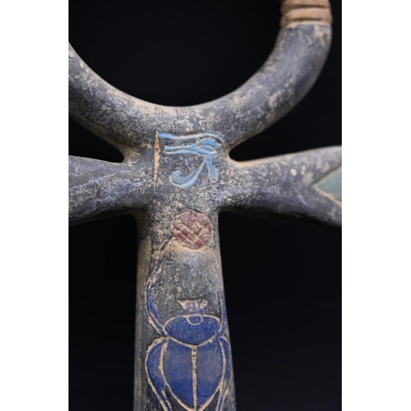 Ankh Statue: Key of Life, Scarab & Eye of Horus - Egyptian Symbol