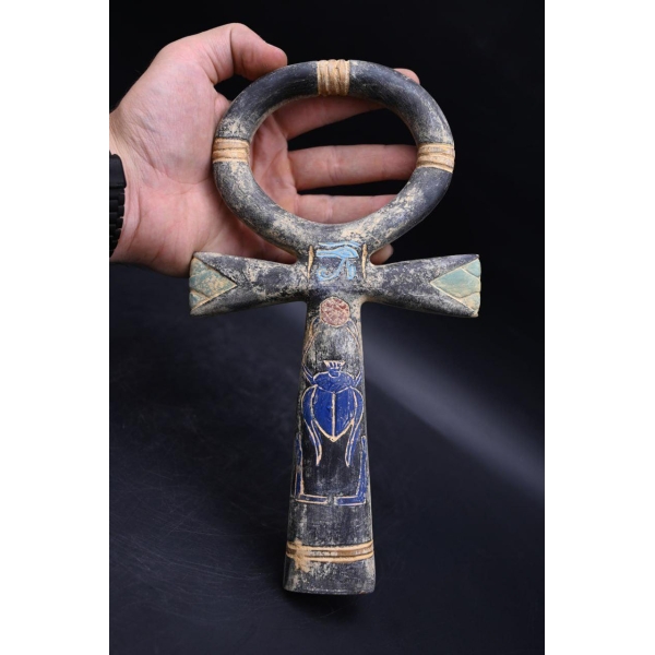 Ankh Statue: Key of Life, Scarab & Eye of Horus - Egyptian Symbol