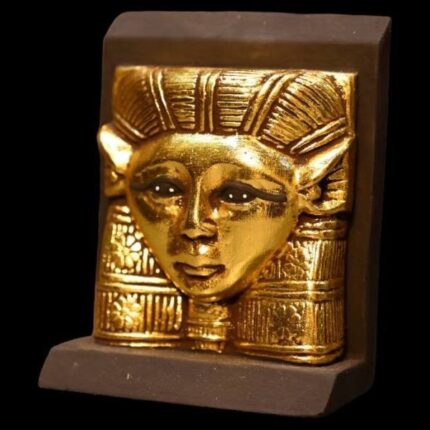 Antique Hathor Statue – Egyptian Goddess of Love, Gold Leaf Sculpture