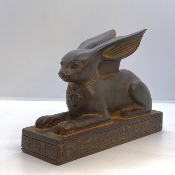 Basalt Stone Rabbit Statue: Ancient Egyptian Goddess Unut