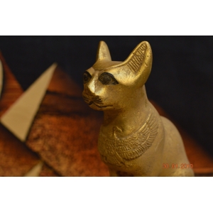 Bastet Cat Statue, Egyptian Mythology, Gold Leaf