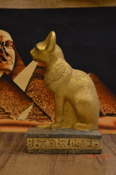 Bastet Cat Statue, Egyptian Mythology, Gold Leaf - صورة إضافية 10
