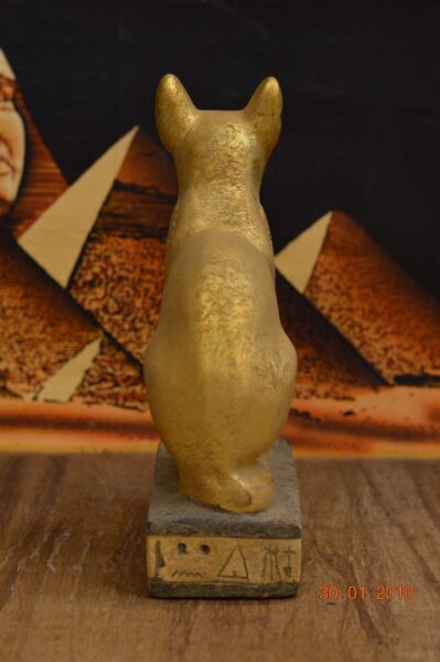 Bastet Cat Statue, Egyptian Mythology, Gold Leaf - صورة إضافية 4
