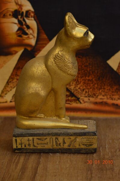 Bastet Cat Statue, Egyptian Mythology, Gold Leaf - صورة إضافية 5