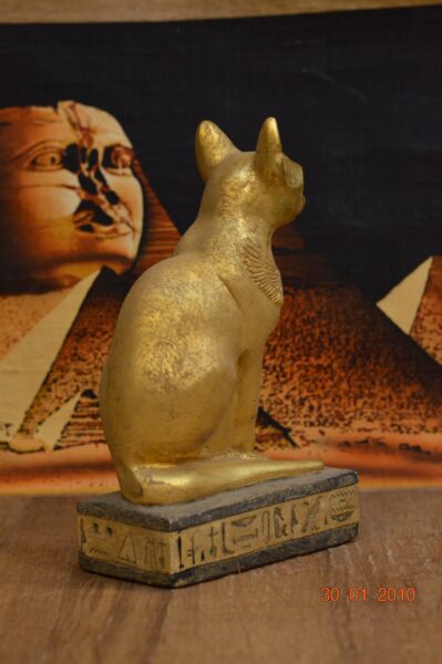 Bastet Cat Statue, Egyptian Mythology, Gold Leaf - صورة إضافية 8