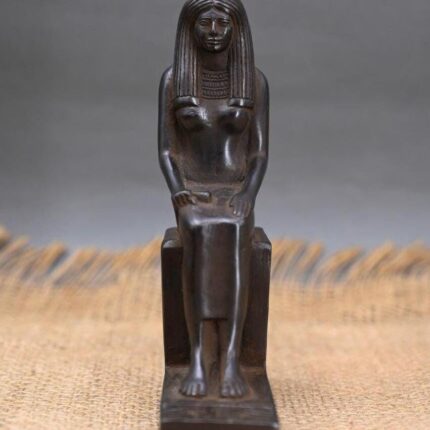 Black Basalt Isis Statue, Egyptian Goddess of Love