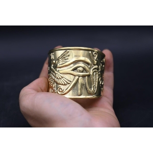 Brass Eye of Horus Bracelet: Egyptian Mythology Talisman