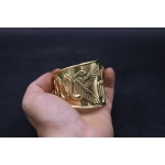 Brass Hathor Knot Bracelet: Egyptian Winged Cobra Talisman