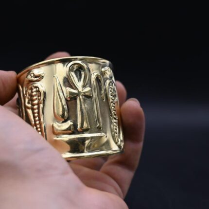 Brass Nile Key Bracelet: Winged Cobra Talisman, Egyptian Protection