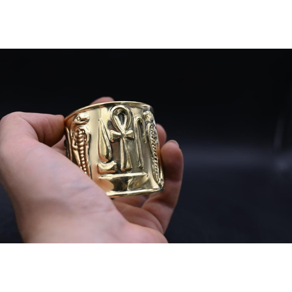 Brass Nile Key Bracelet: Winged Cobra Talisman, Egyptian Protection