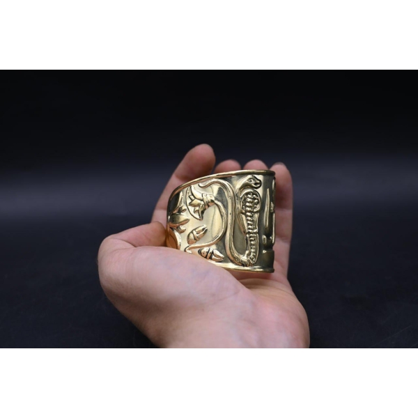 Brass Nile Key Bracelet: Winged Cobra Talisman, Egyptian Protection