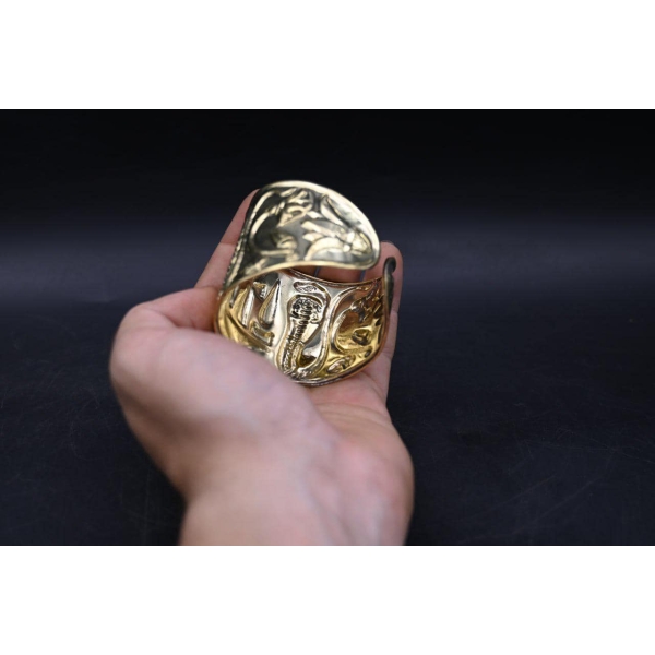 Brass Nile Key Bracelet: Winged Cobra Talisman, Egyptian Protection