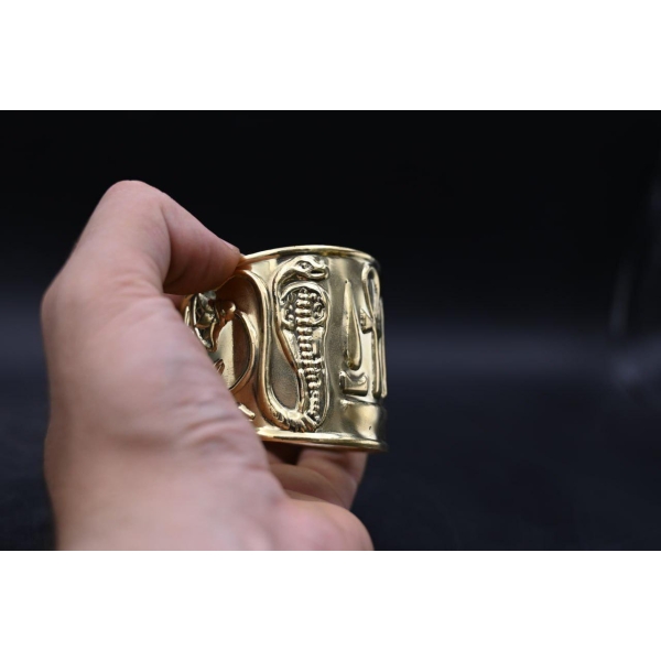 Brass Nile Key Bracelet: Winged Cobra Talisman, Egyptian Protection