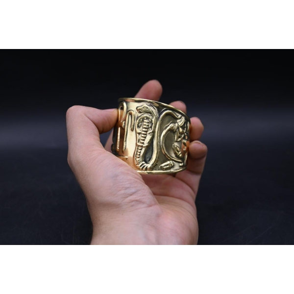 Brass Nile Key Bracelet: Winged Cobra Talisman, Egyptian Protection