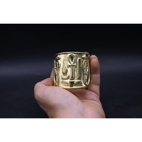Brass Nile Key Bracelet: Winged Cobra Talisman, Egyptian Protection
