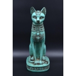 Egyptian Bastet Cat Statue, Hollow Stone Goddess Sculpture, 15.7 inch