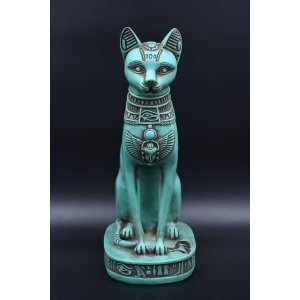 Egyptian Bastet Cat Statue, Hollow Stone Goddess Sculpture, 15.7 inch