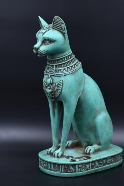 Egyptian Bastet Cat Statue, Hollow Stone Goddess Sculpture, 15.7 inch - صورة إضافية 3