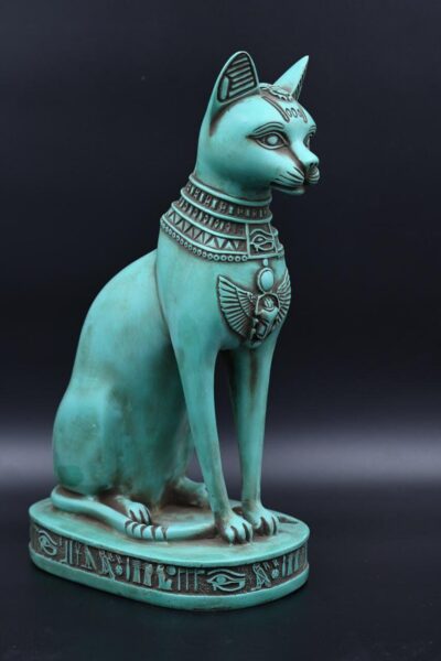 Egyptian Bastet Cat Statue, Hollow Stone Goddess Sculpture, 15.7 inch - صورة إضافية 5