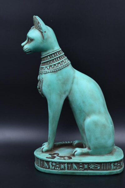 Egyptian Bastet Cat Statue, Hollow Stone Goddess Sculpture, 15.7 inch - صورة إضافية 6