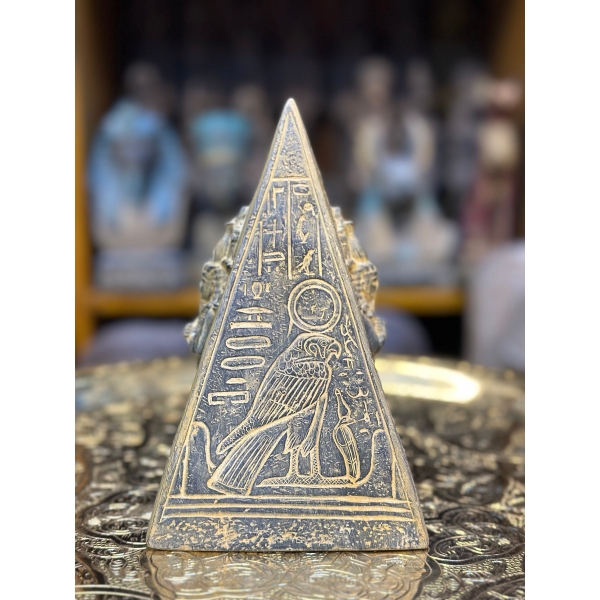 Egyptian Black Stone Pyramid – Handcrafted Horus Monument