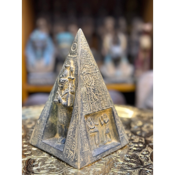 Egyptian Black Stone Pyramid – Handcrafted Horus Monument