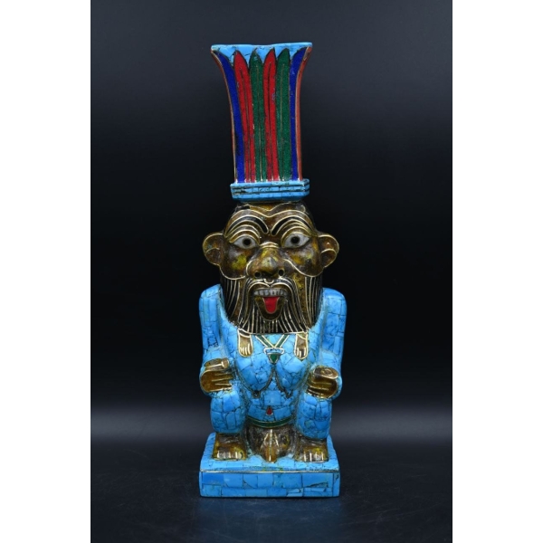 Egyptian God Bes Statue: Gemstone Home Decor