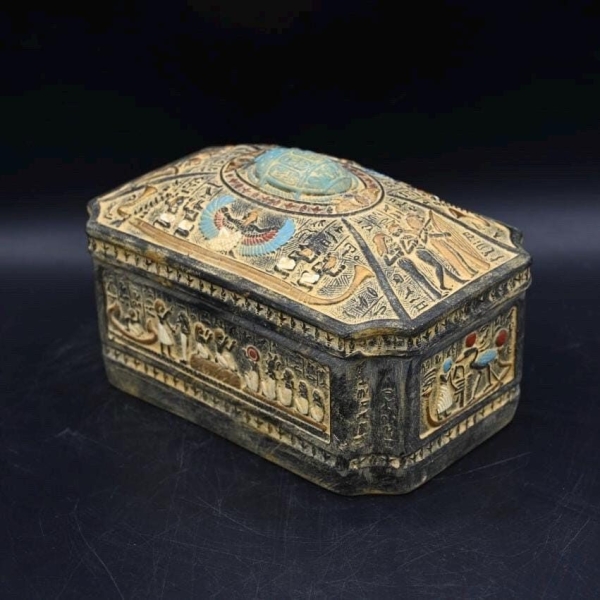 Egyptian Jewelry Box: Pharaoh Scarab Design