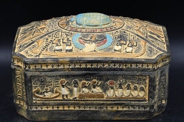 Egyptian Jewelry Box: Pharaoh Scarab Design