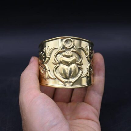 Egyptian Scarab Bracelet: Brass Beetle Amulet, Ancient Mythology Jewelry