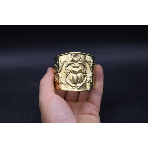 Egyptian Scarab Bracelet: Brass Beetle Amulet, Ancient Mythology Jewelry