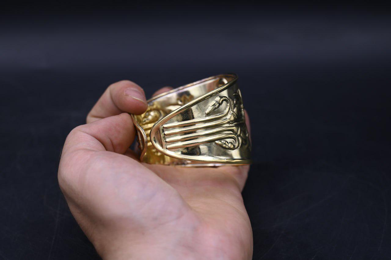 Egyptian Scarab Bracelet: Brass Beetle Amulet, Ancient Mythology Jewelry
