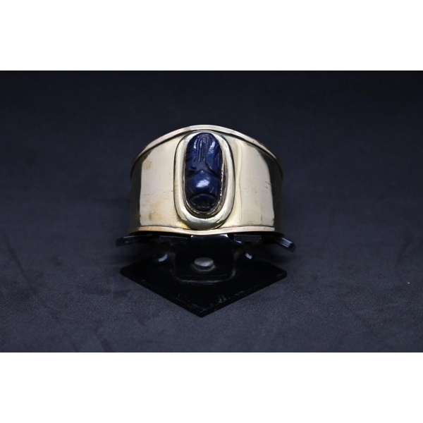 Egyptian Scarab Bracelet: Brass & Lapis Lazuli, Ancient Replica