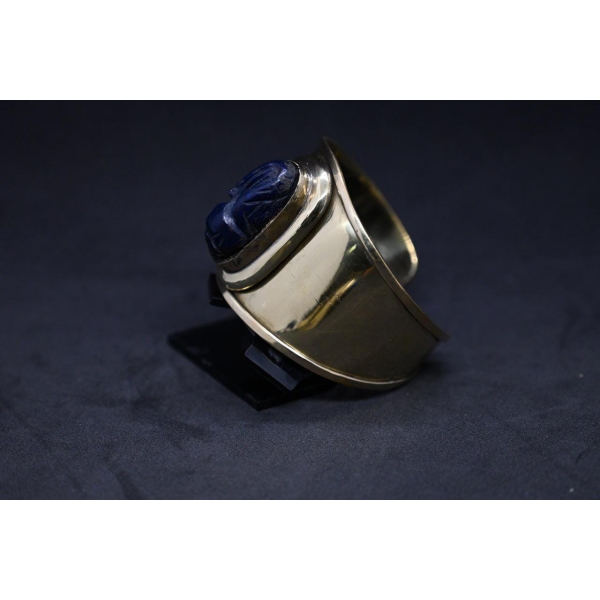 Egyptian Scarab Bracelet: Brass & Lapis Lazuli, Ancient Replica
