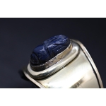 Egyptian Scarab Bracelet: Brass & Lapis Lazuli, Ancient Replica