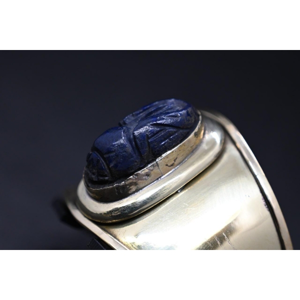 Egyptian Scarab Bracelet: Brass & Lapis Lazuli, Ancient Replica