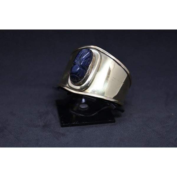 Egyptian Scarab Bracelet: Brass & Lapis Lazuli, Ancient Replica
