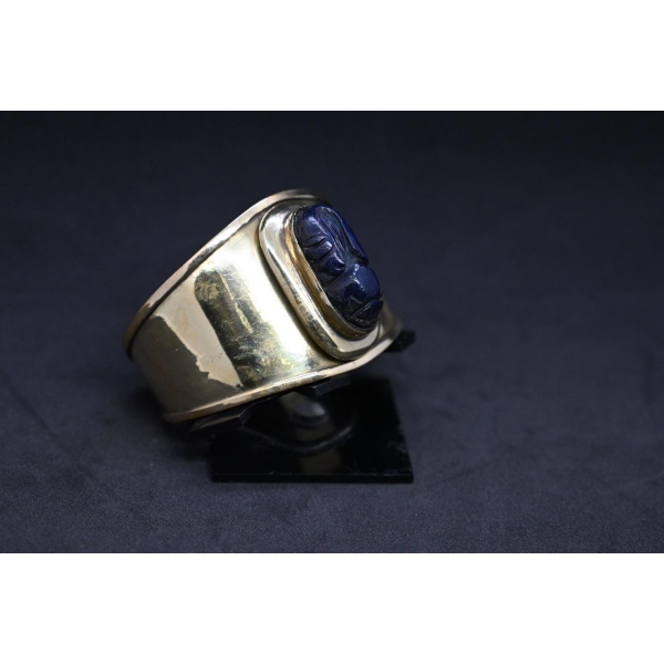 Egyptian Scarab Bracelet: Brass & Lapis Lazuli, Ancient Replica